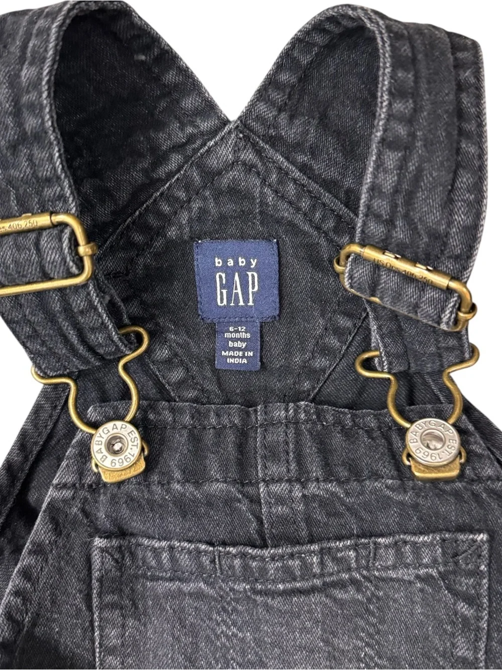 Baby Gap Black Denim Bib Jean Overalls 6-12M